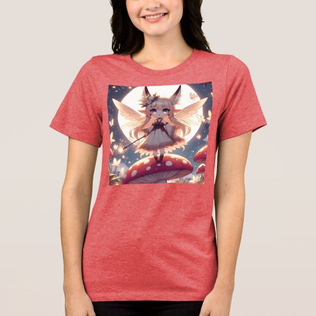 Anime Girl Pixie Hippie Måne Fairy T Shirt (Framsida)