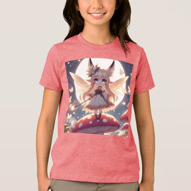 Anime Girl Pixie Hippie Måne Fairy T Shirt (Framsida)