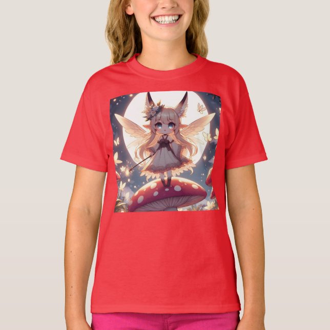 Anime Girl Pixie Hippie Måne Fairy T Shirt (Framsida)