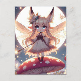 Anime Girl Pixie Hippie Måne Fairy Vykort