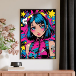 Anime Girl Poster Modern Pop Art Stil Wall Deco P