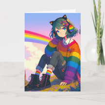 Anime Girl Rainbow Sweater Personlig Birthday