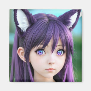 Anime Girl Realistic Fox Öron Magnet