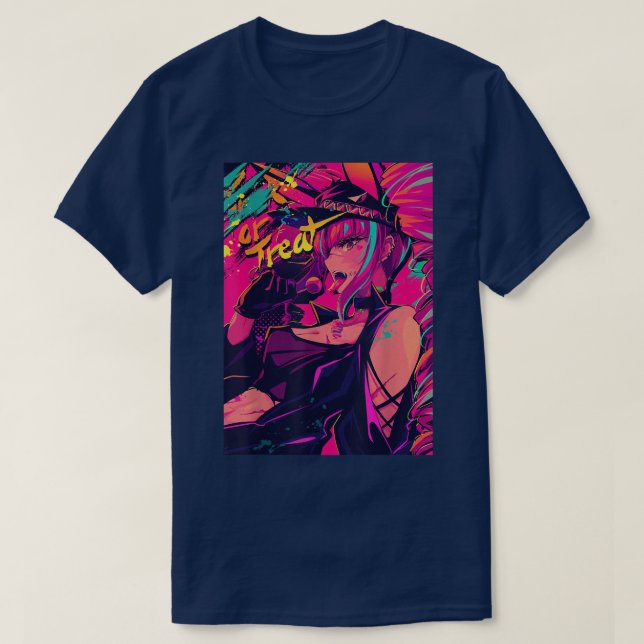 Anime Girl Retro 80s Aesthetic Vaporwave Waifu Hal T Shirt (Design framsida)