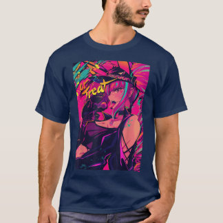 Anime Girl Retro 80s Aesthetic Vaporwave Waifu Hal T Shirt