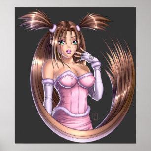 Anime Girl - Rosa Poster