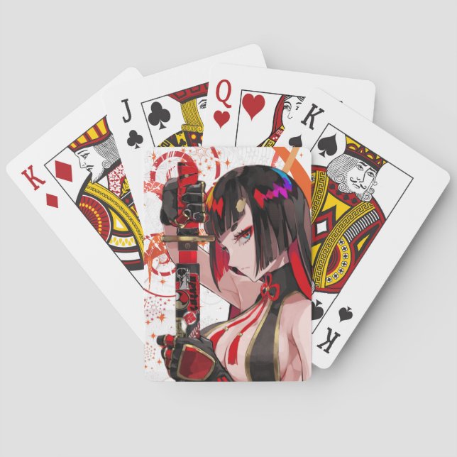 Anime Girl Samurai Casinokort (Baksidan)