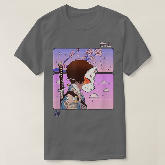 Anime Girl Samurai Pastel Goth Aesthetic Kawaii Ot T Shirt (Design framsida)