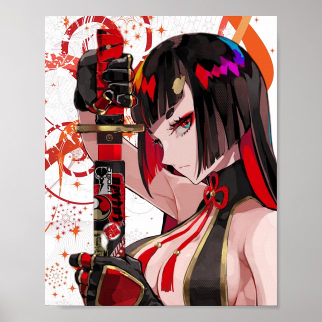 Anime Girl Samurai Poster (Framsidan)