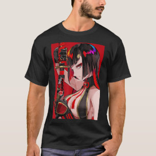Anime Girl Samurai Waifu japansk Aesthetic Otaku T Shirt