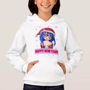 Anime Girl Santa Hat Hoodie T Shirt