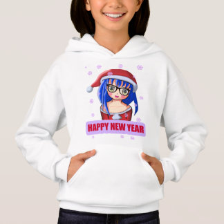 Anime Girl Santa Hat Hoodie T Shirt