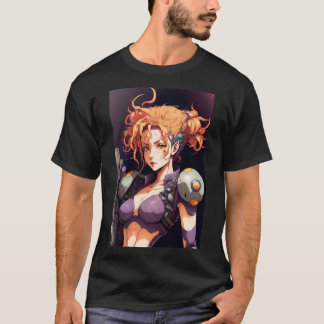 Anime Girl Sexy Space Warrior Soldier Orange Hair T Shirt
