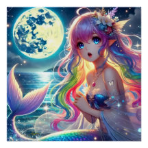 Anime Girl Singing Moonlight Pixie Rainbow Sjöjung