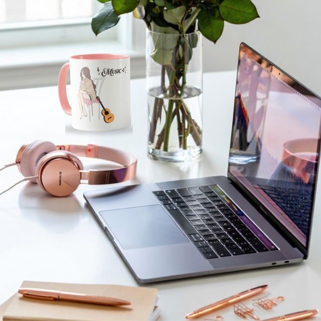 Anime Girl Sitta med gwt & Musik noter - Aesthe Mugg (Skapare uppladdad)