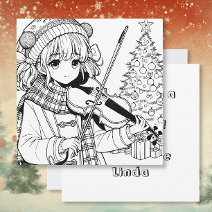 Anime Girl spelar Viola jul Inbjudningar