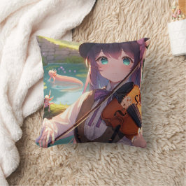 Anime Girl spelar violin och Axolotls Kudde