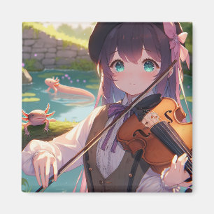 Anime Girl spelar violin och Axolotls Magnet