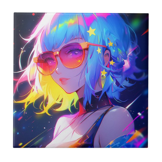 Anime Girl Stars Kakelplatta (Framsidan)
