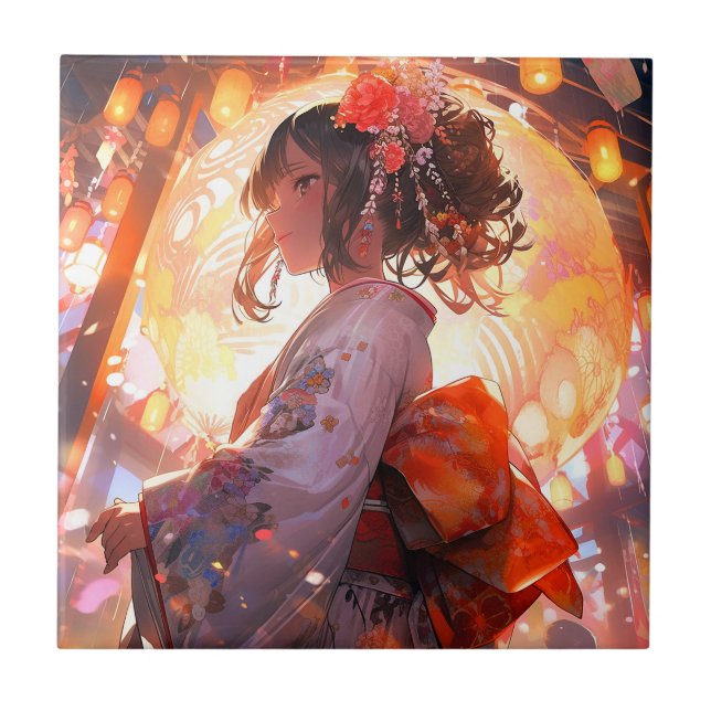 Anime Girl Stars Kakelplatta (Framsidan)