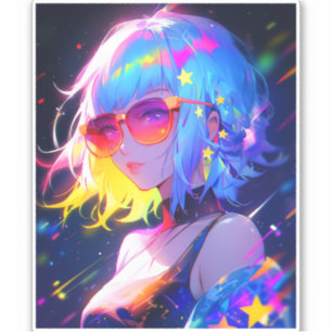 Anime Girl Stars Klistermärken