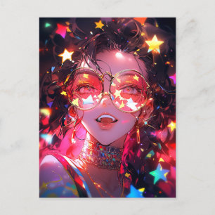Anime Girl Stars Vykort