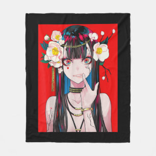 Anime Girl Waifu Japanska Aesthetic Kawaii Otaku Fleecefilt