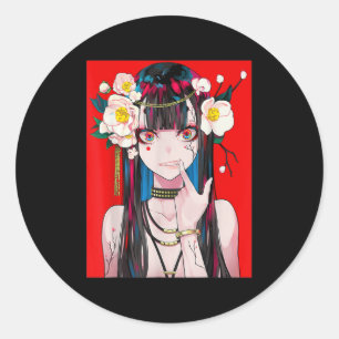 Anime Girl Waifu Japanska Aesthetic Kawaii Otaku Runt Klistermärke