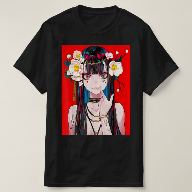 Anime Girl Waifu Japanska Aesthetic Kawaii Otaku  T Shirt (Design framsida)