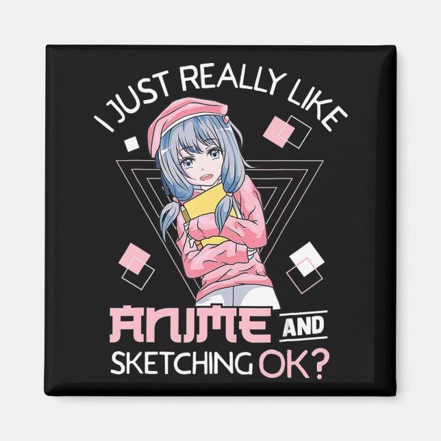 Anime Girl Waifu som Kärlek Anime Ramen och Sketch Magnet (Framsidan)