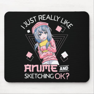 Anime Girl Waifu som Kärlek Anime Ramen och Sketch Musmatta