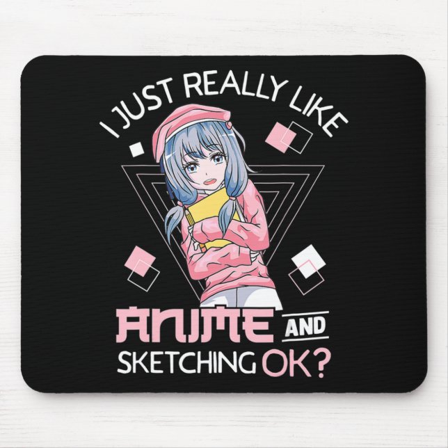 Anime Girl Waifu som Kärlek Anime Ramen och Sketch Musmatta (Framsidan)
