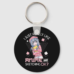 Anime Girl Waifu som Kärlek Anime Ramen och Sketch Nyckelring