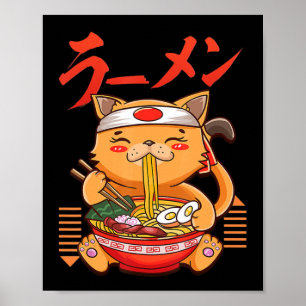 Anime Girl Waifu som Kärlek Anime Ramen och Sketch Poster