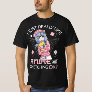 Anime Girl Waifu som Kärlek Anime Ramen och Sketch T Shirt