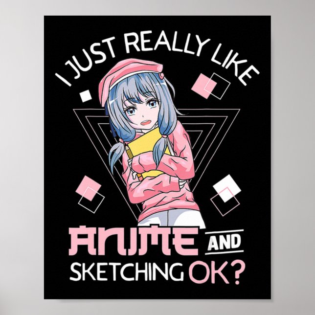 Anime Girl Waifu Who Loves Anime Ramen And Sketchi Poster (Framsidan)