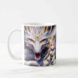 Anime Girl Warrior och Dragon Ai Art Kaffemugg