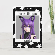 Anime Girl with Fox Öron Birthday
