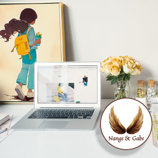 Anime Girl with Gult Backpack and Flowers Poster