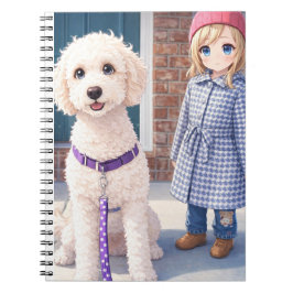 Anime Girl With Happy Dog Spiral Photo Notebook Anteckningsbok