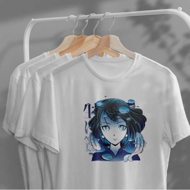 Anime Girl with Koi Fishes T Shirt (Skapare uppladdad)