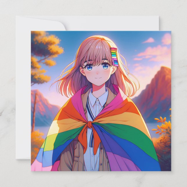 Anime Girl with LGBTQIA+ Cape (Framsida)