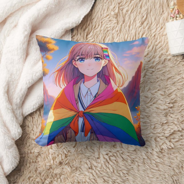 Anime Girl with LGBTQIA+ Cape Kudde (Filt)