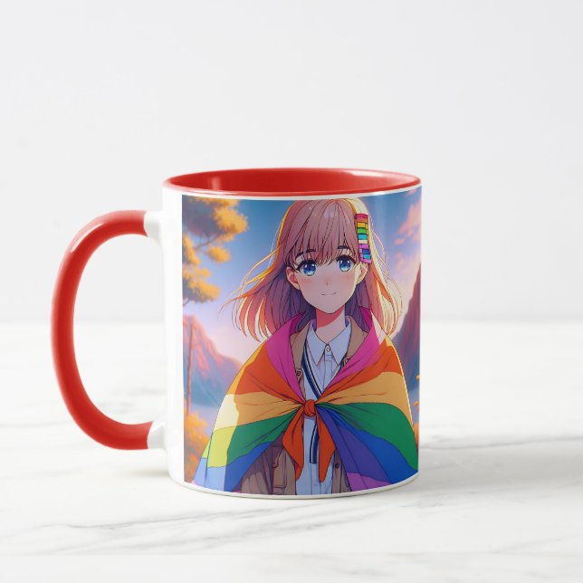 Anime Girl with LGBTQIA+ Cape Mugg (Vänster)