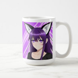 Anime Girl with Lila Hair and Ögon Kaffemugg