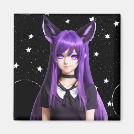 Anime Girl with Lila Hair and Ögon Magnet