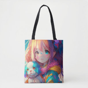 Anime Girl with Puppy Tygkasse