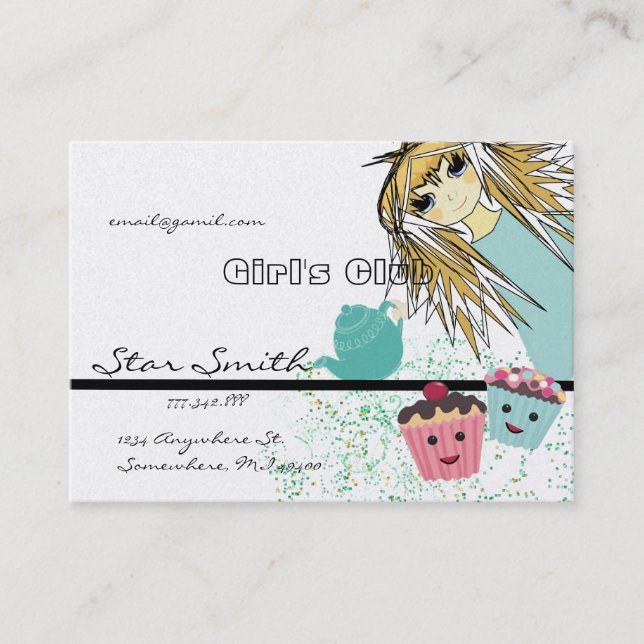 Anime Girl's CupCake Klubb Visitkort (Framsida)