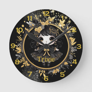 Anime Girls Goth Cute Anpassningsbar Decor Gift Ka Rund Klocka