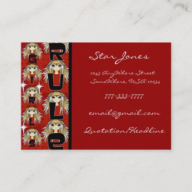 Anime Girls-regel Visitkort (Framsida)